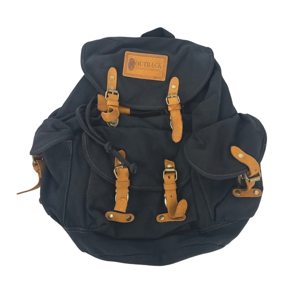 Outback Trading Co Canvas Overlander Satchel Backpack Rucksack Black  Hiking Bag